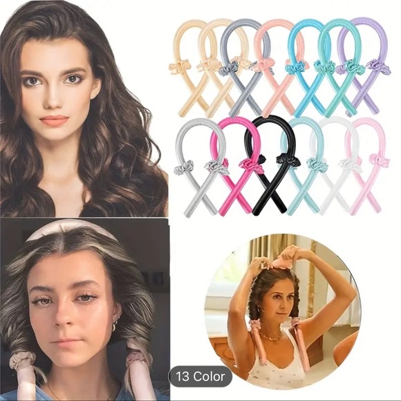 TEMU Sleep-In Hair Roller Set with 2 Hair Ties // Pearl Sponge No Heat Curler - Picture 1 of 7